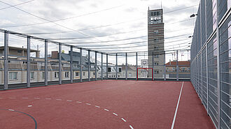 Sportplatz am Dach der NMS Dietrichgasse