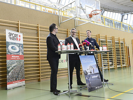 Pressekonferenz zur Rundhallensanierung und dem Sportstättenentwicklungsplan Wien