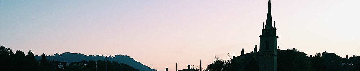 Silhoutte von Bern im Sonnenuntergang